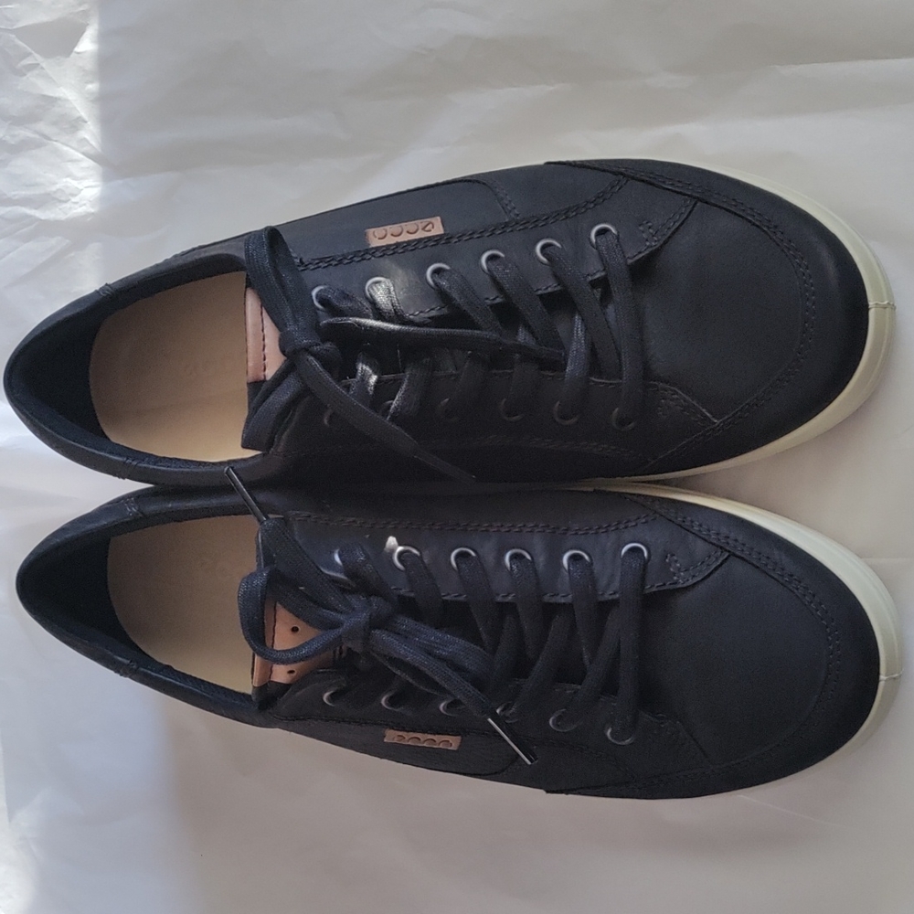 Ecco Mens Soft 7 Nubuck Black Leather Sneakers Size 8